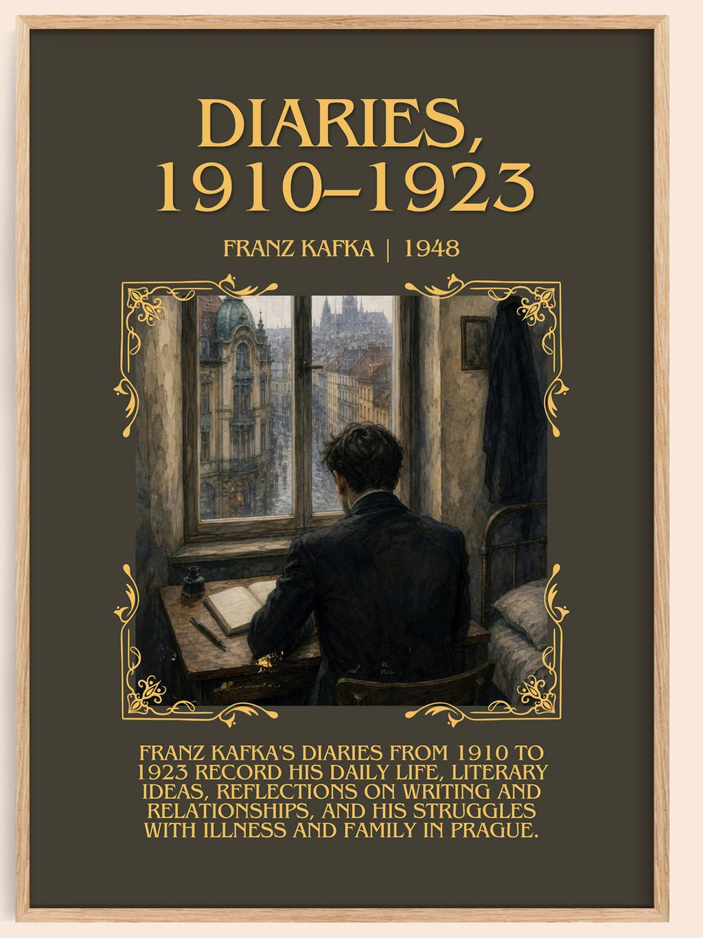 Diaries, 1910–1923 Minimalist Book Poster by Franz Kafka – book poster
