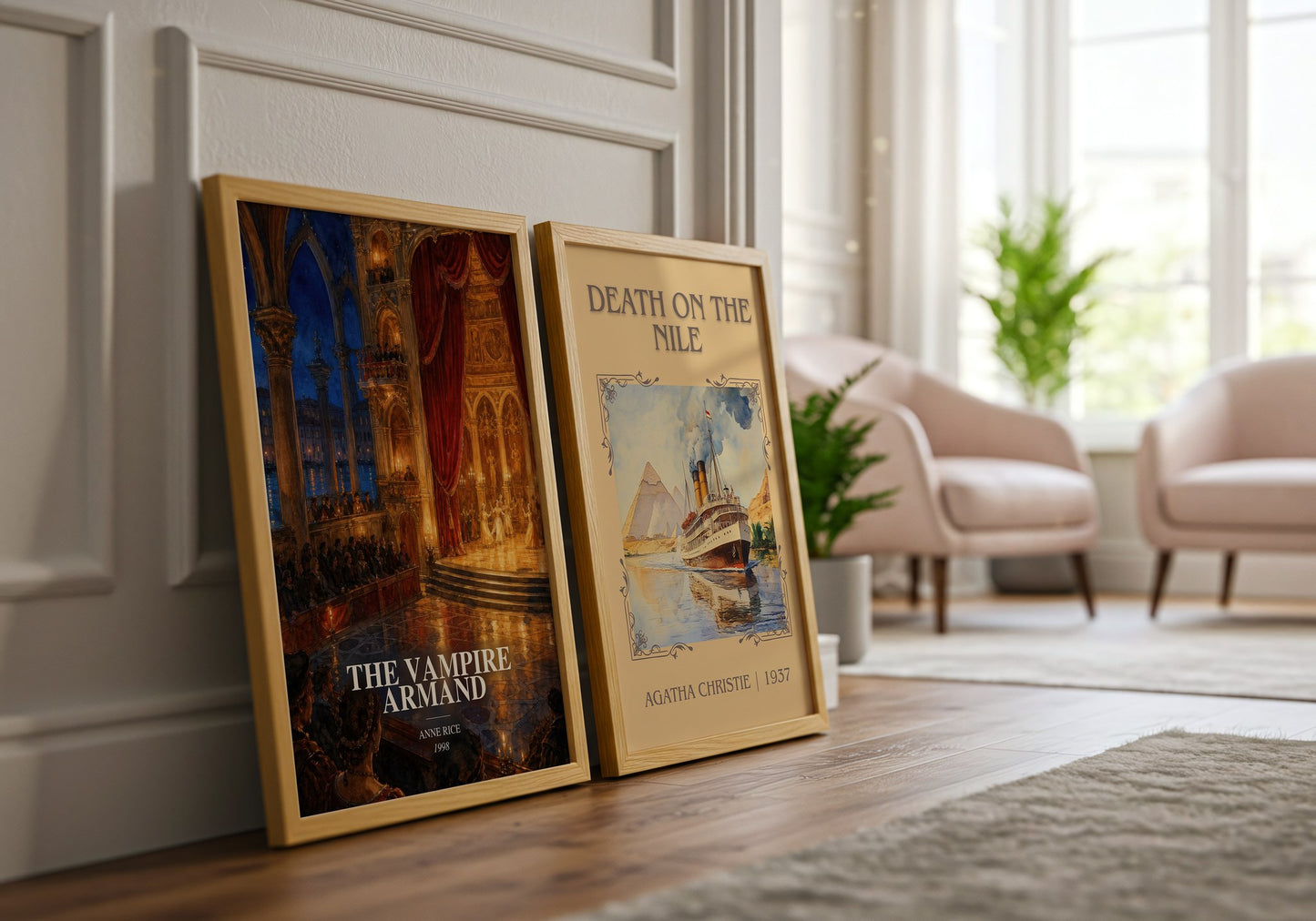 The Vampire Armand watercolour print framed by window – literary home decor