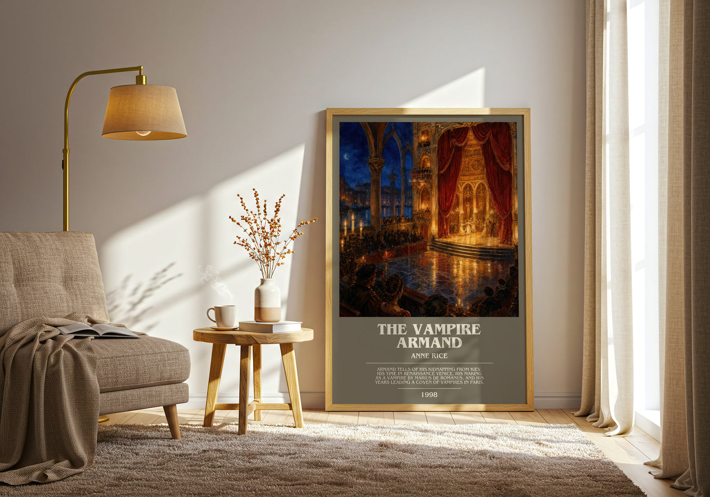 The Vampire Armand bookish print on bookshelf – Anne Rice fan gift