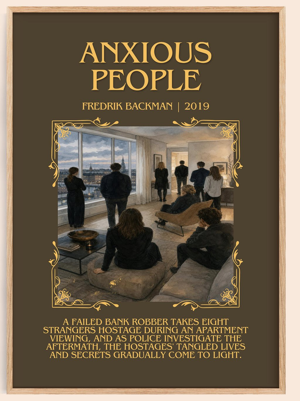 Anxious People Minimalist Book Poster by Fredrik Backman – book poster