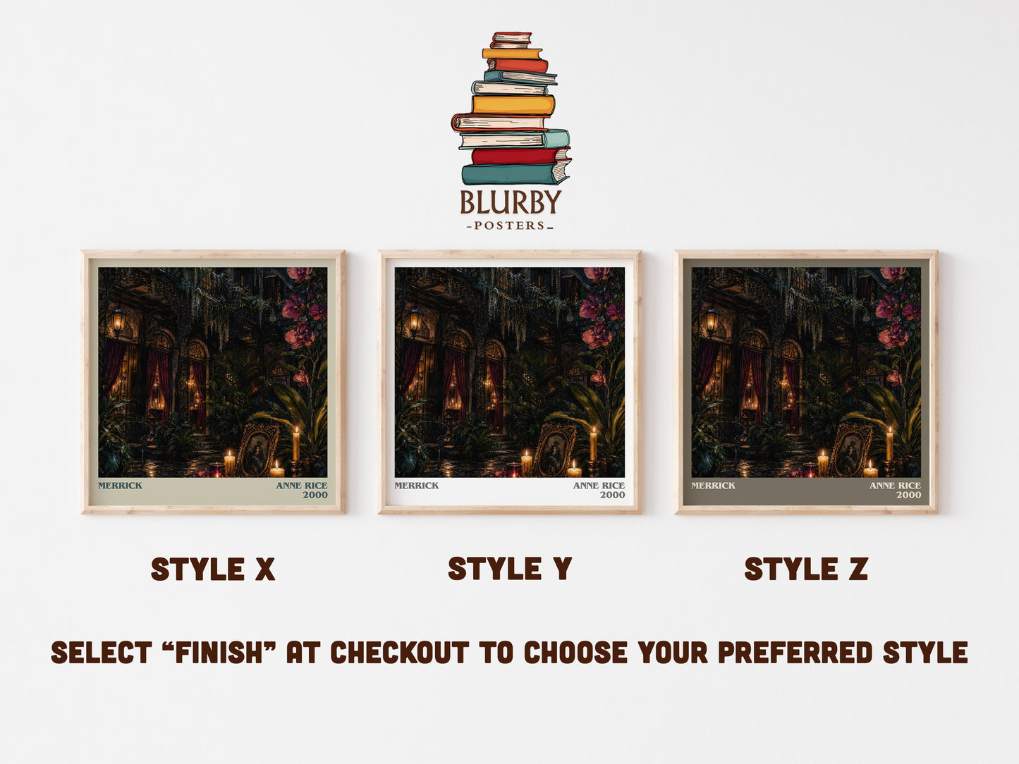 Merrick literary print in frame leaning in hallway – horror wall art