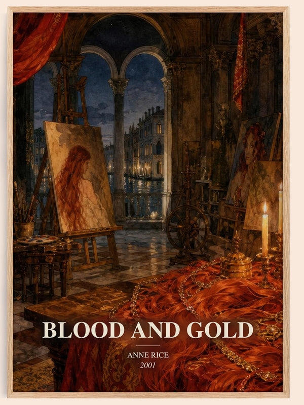 Blood And Gold watercolour book poster by Anne Rice – framed literary art print