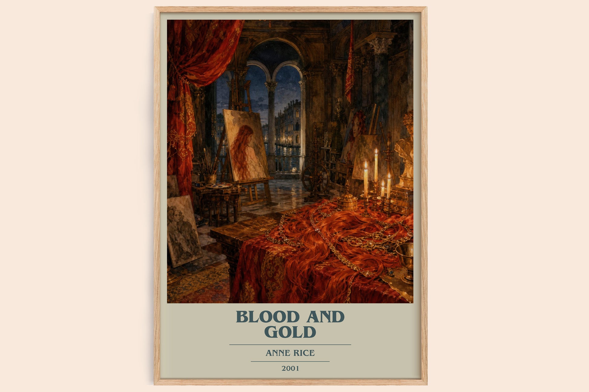 Blood And Gold book cover book poster by Anne Rice – framed literary art print