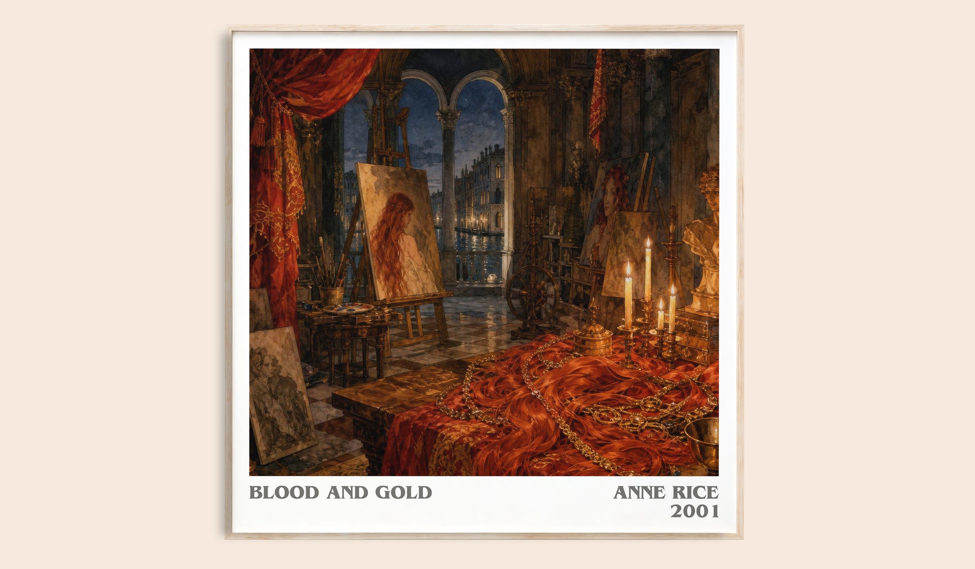 Blood And Gold literary book poster by Anne Rice – framed literary art print