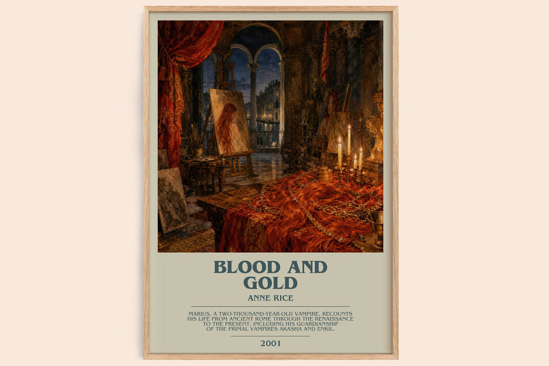 Blood And Gold bookish book poster by Anne Rice – framed literary art print
