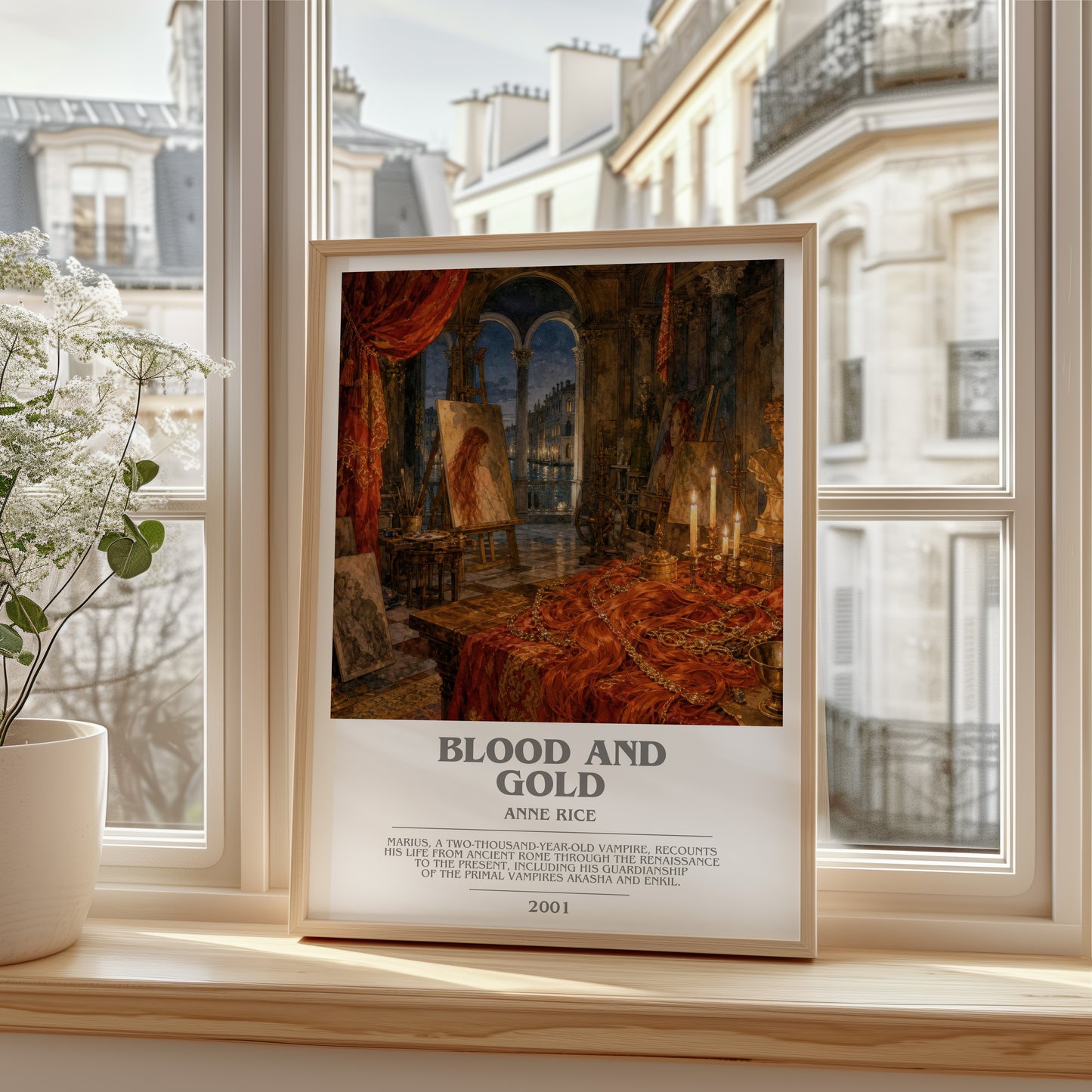 Blood And Gold bookish poster colour and style options – Anne Rice book art