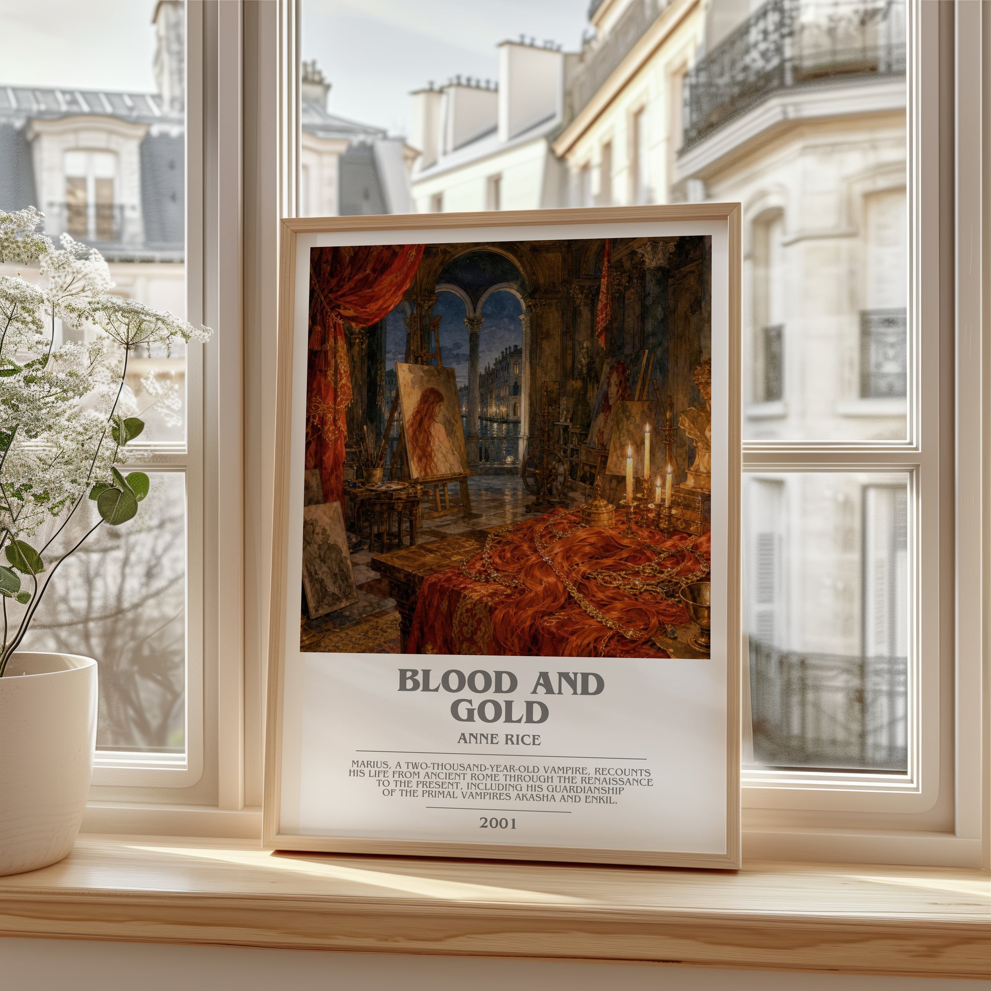 Blood And Gold bookish poster colour and style options – Anne Rice book art