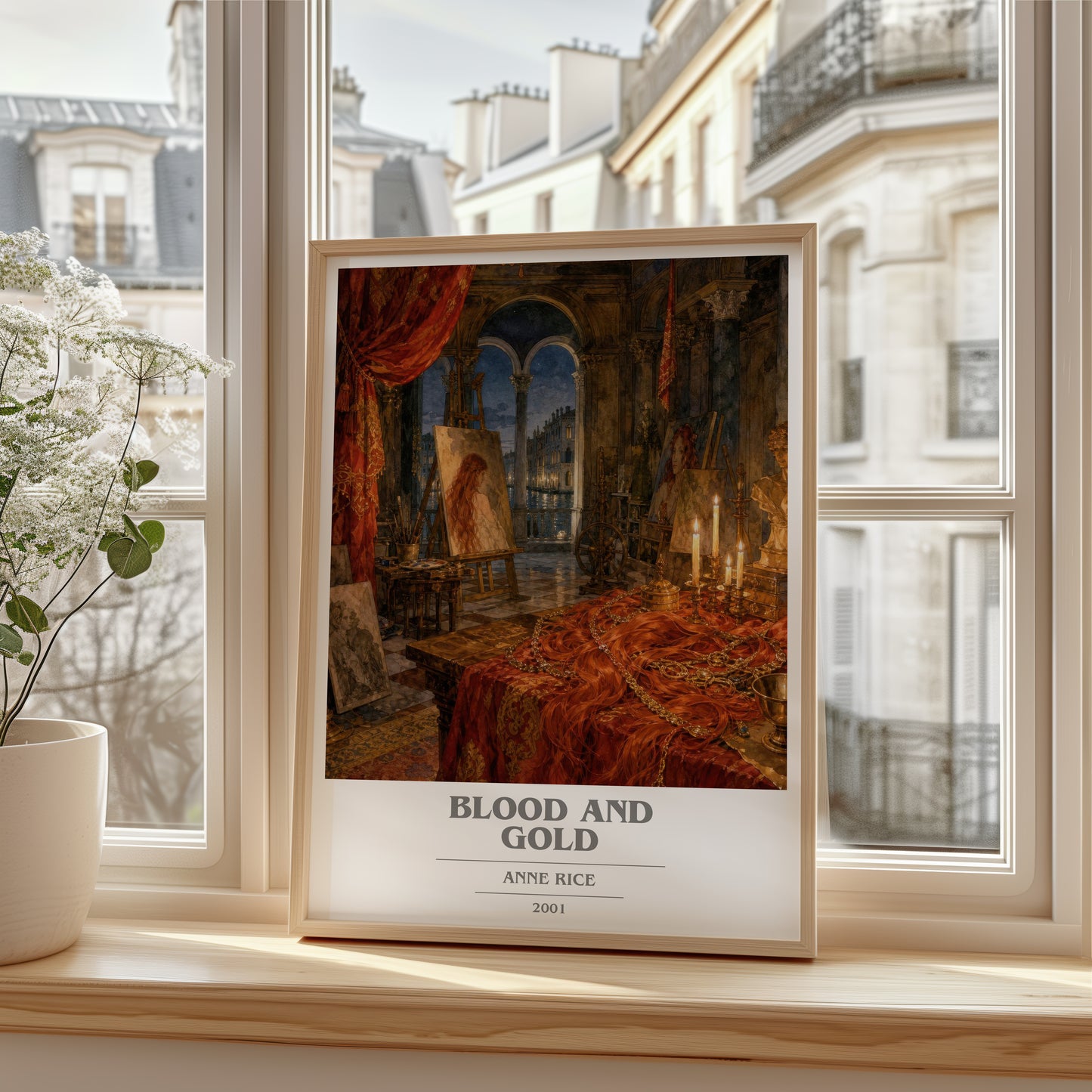 Blood And Gold book cover poster colour and style options – Anne Rice book art