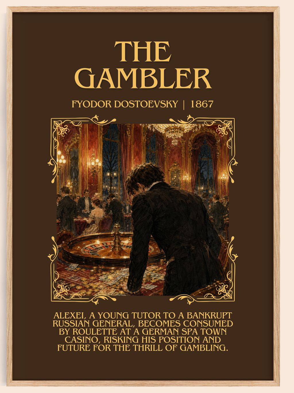 The Gambler Minimalist Book Poster by Fyodor Dostoevsky – book poster