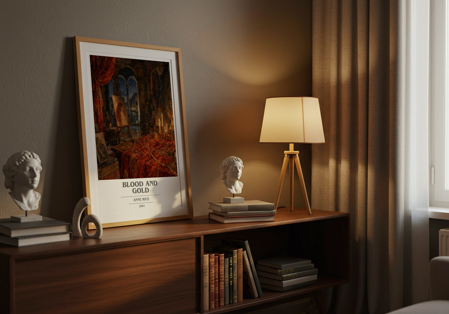Blood And Gold book cover book poster framed on wall – horror wall art