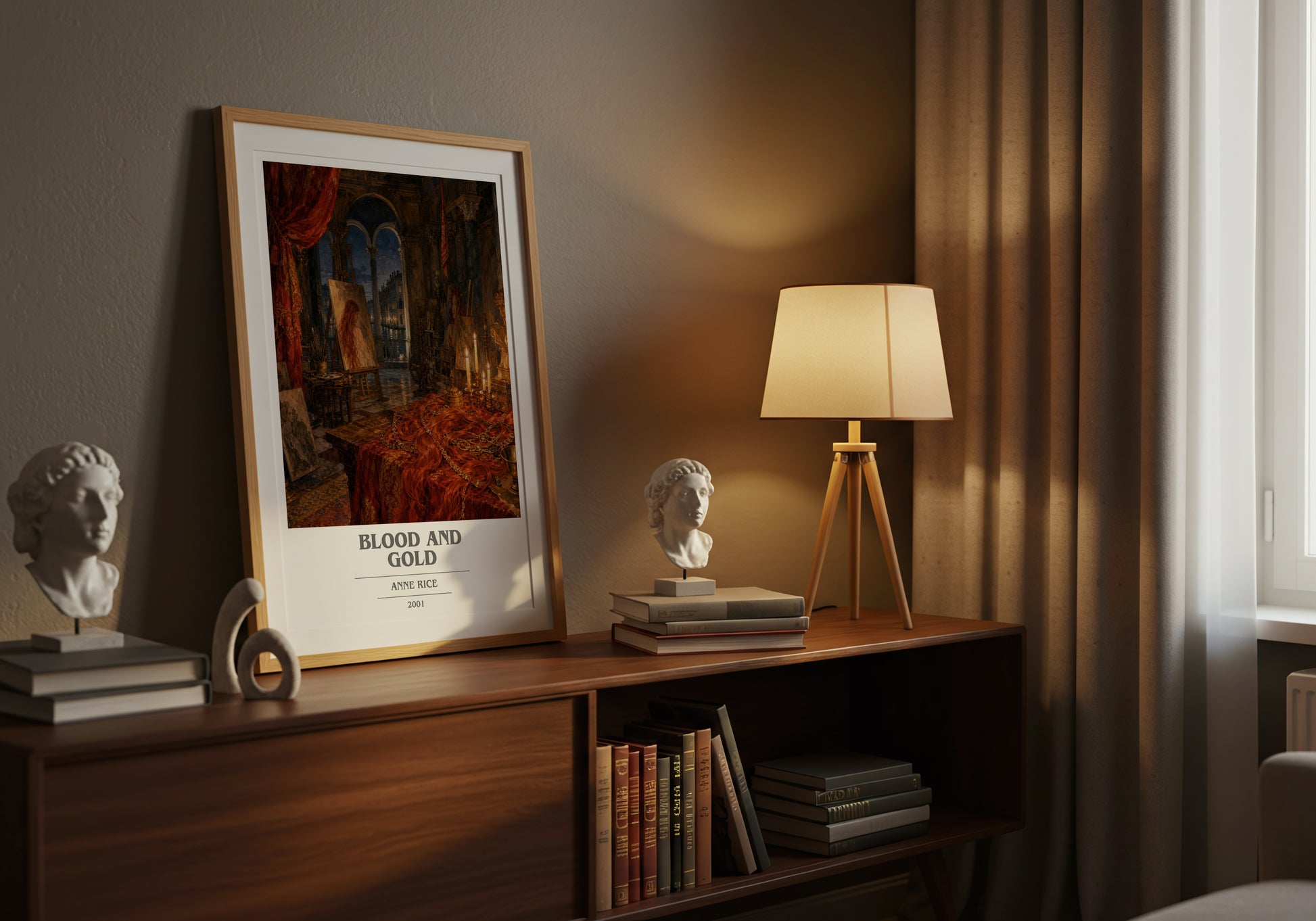 Blood And Gold book cover book poster framed on wall – horror wall art