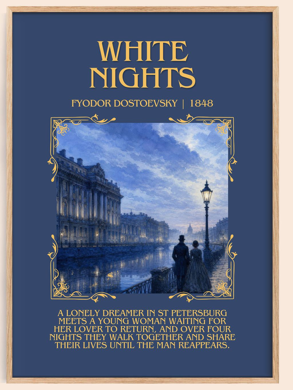 White Nights Minimalist Book Poster by Fyodor Dostoevsky – book poster