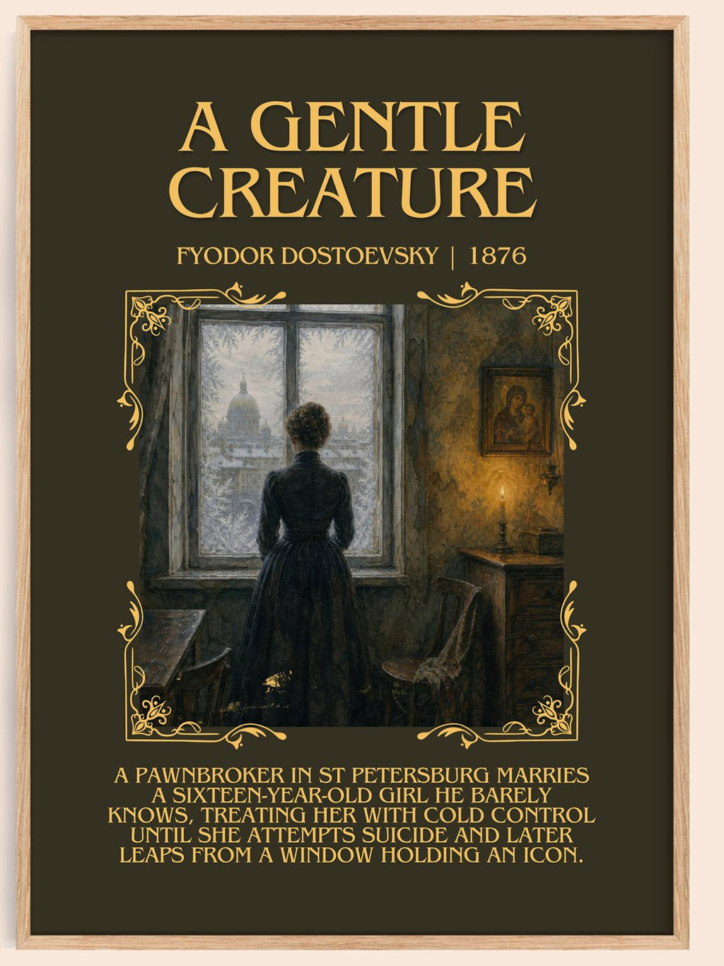 A Gentle Creature Minimalist Book Poster by Fyodor Dostoevsky – book poster