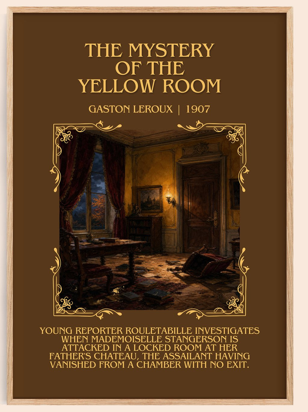 The Mystery Of The Yellow Room Minimalist Book Poster by Gaston Leroux – book poster