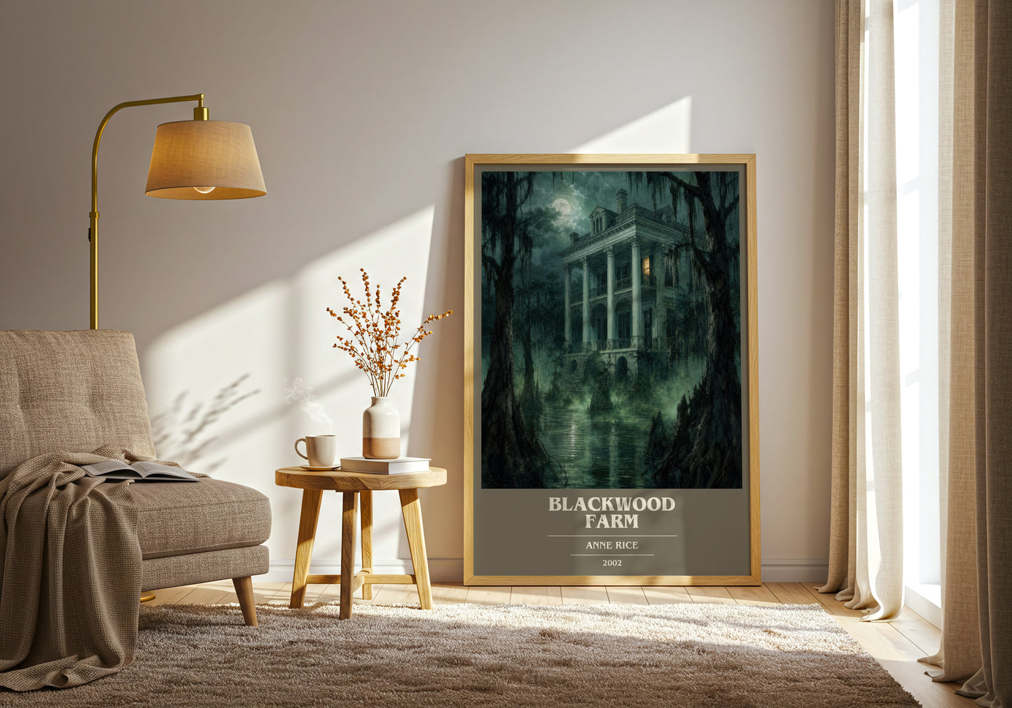 Blackwood Farm book cover print on bookshelf – Anne Rice fan gift
