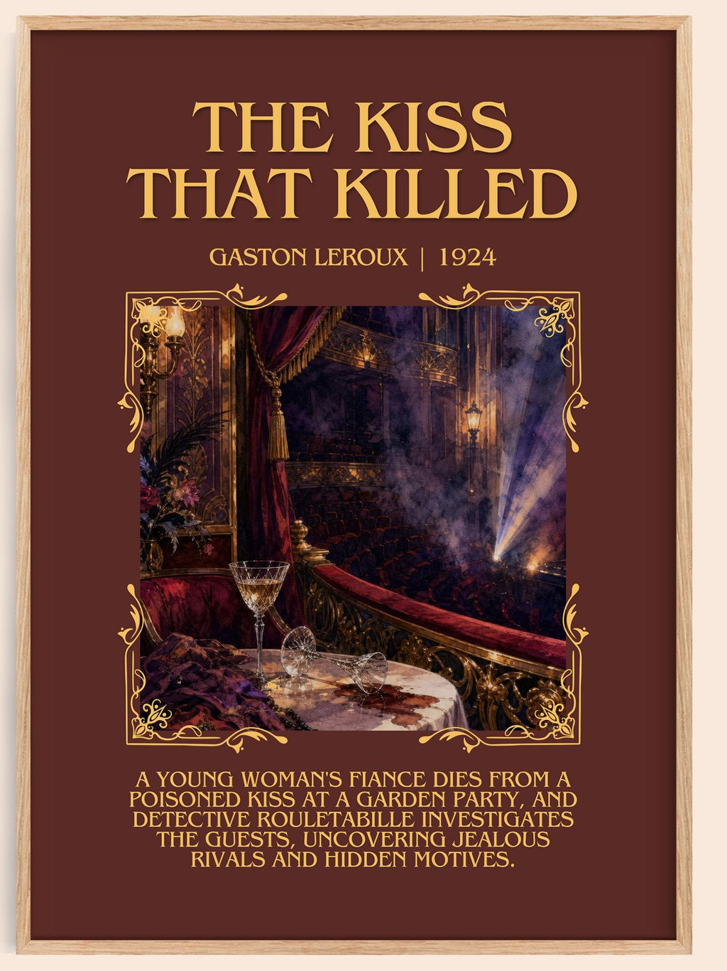 The Kiss That Killed Minimalist Book Poster by Gaston Leroux – book poster