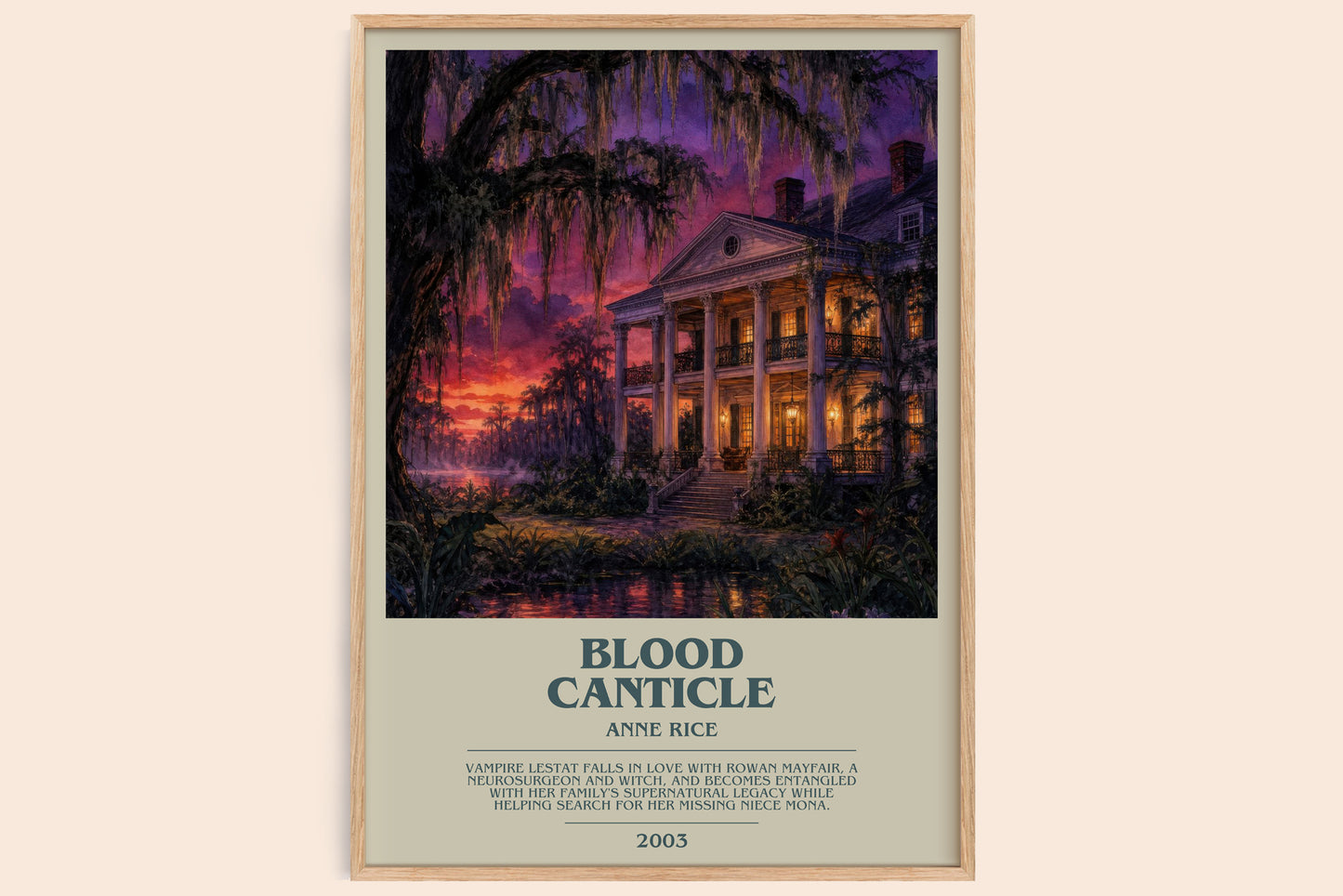 Blood Canticle bookish book poster by Anne Rice – framed literary art print
