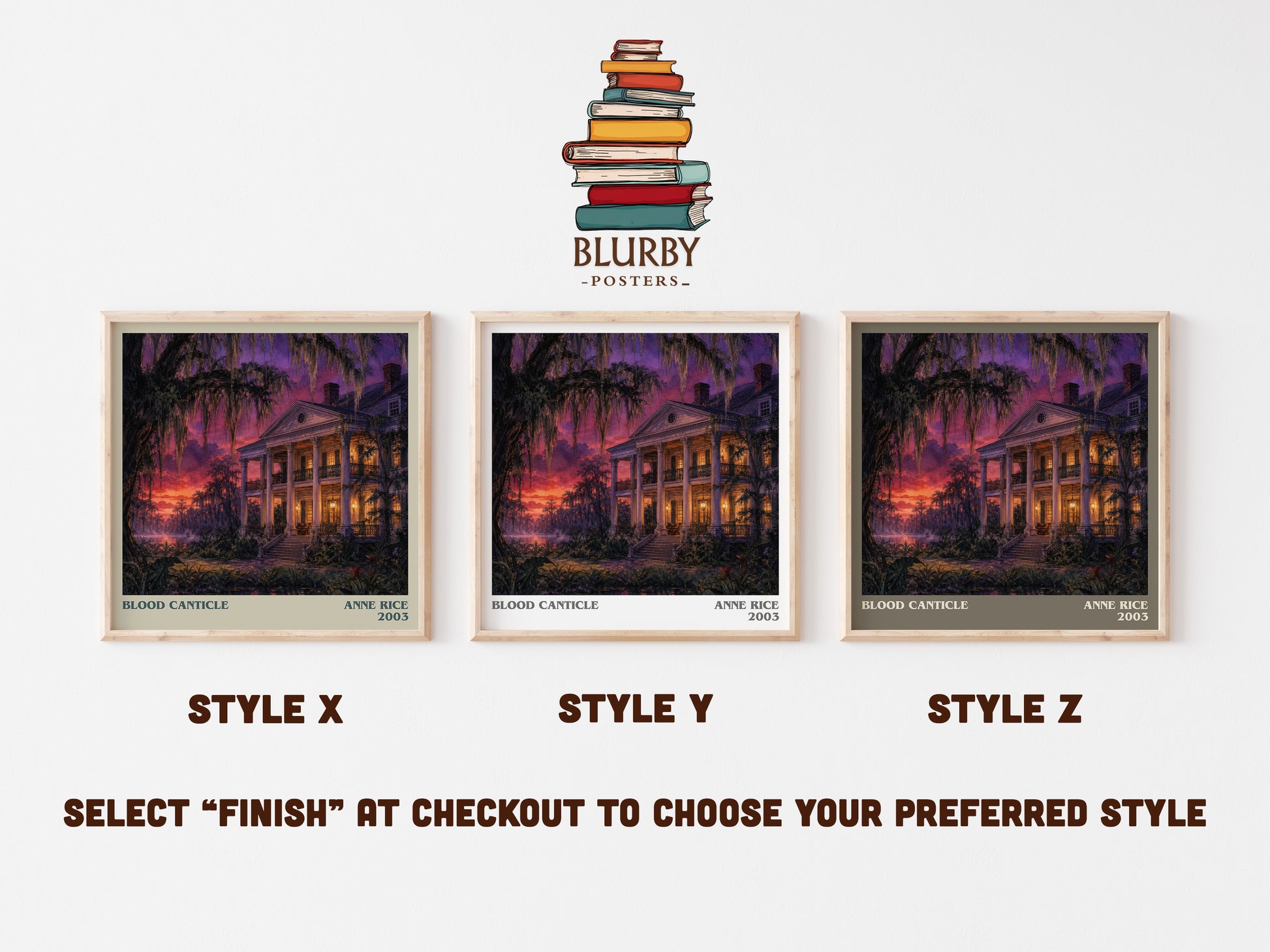 Blood Canticle literary print in frame leaning in hallway – horror wall art