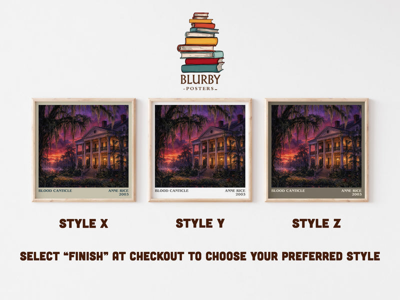 Blood Canticle literary print in frame leaning in hallway – horror wall art