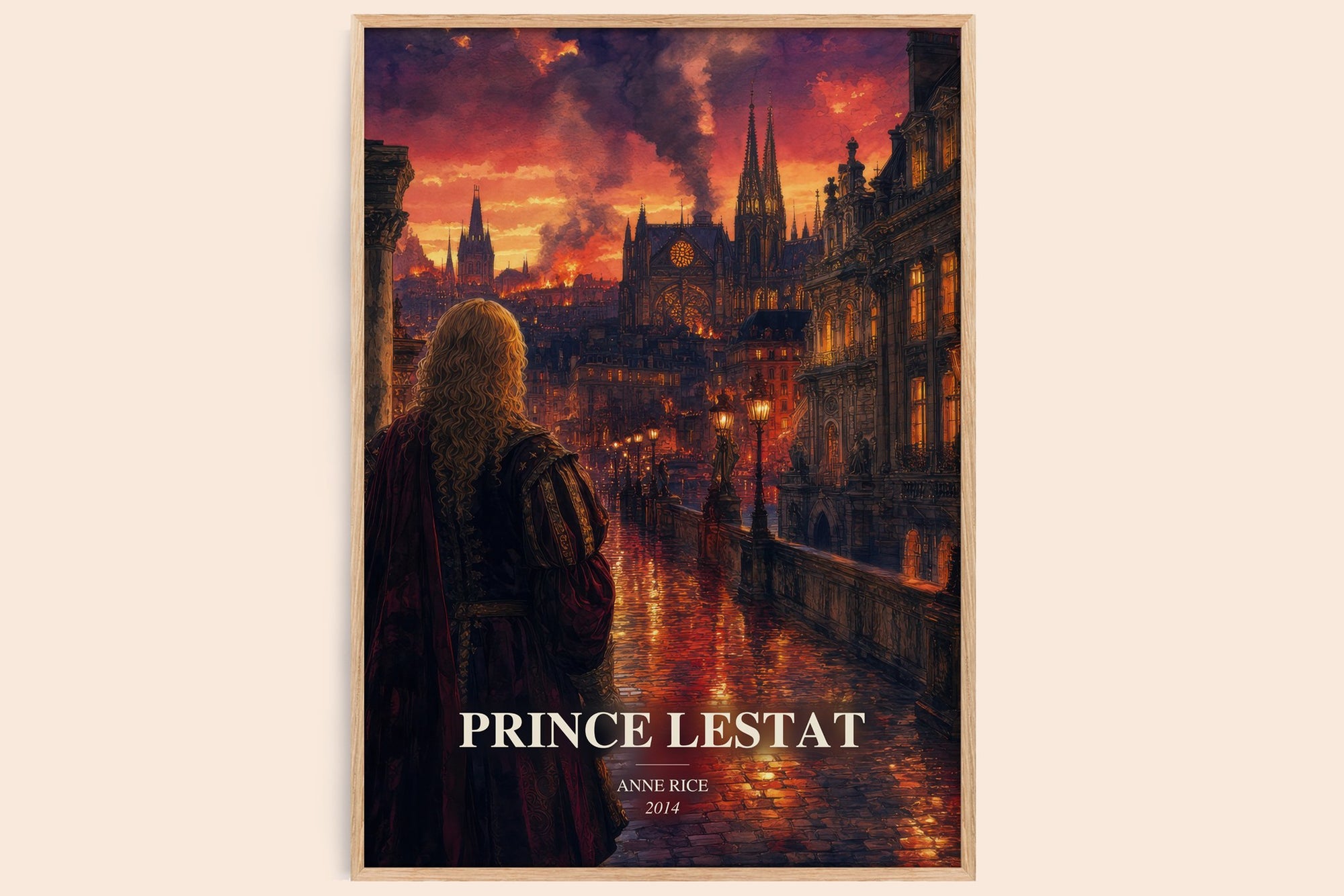 Prince Lestat watercolour book poster by Anne Rice – framed literary art print