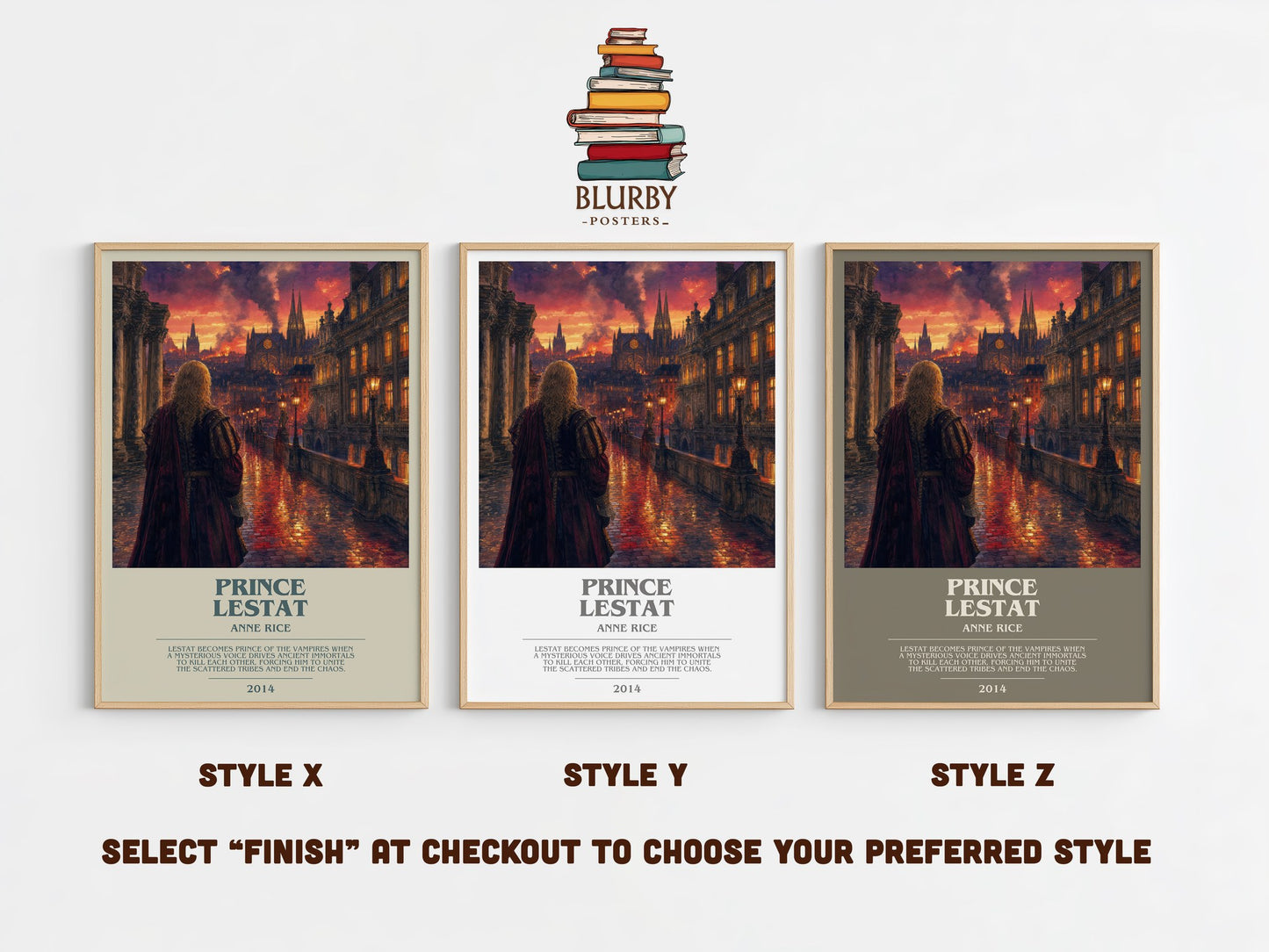 Prince Lestat bookish print in frame leaning in hallway – horror wall art