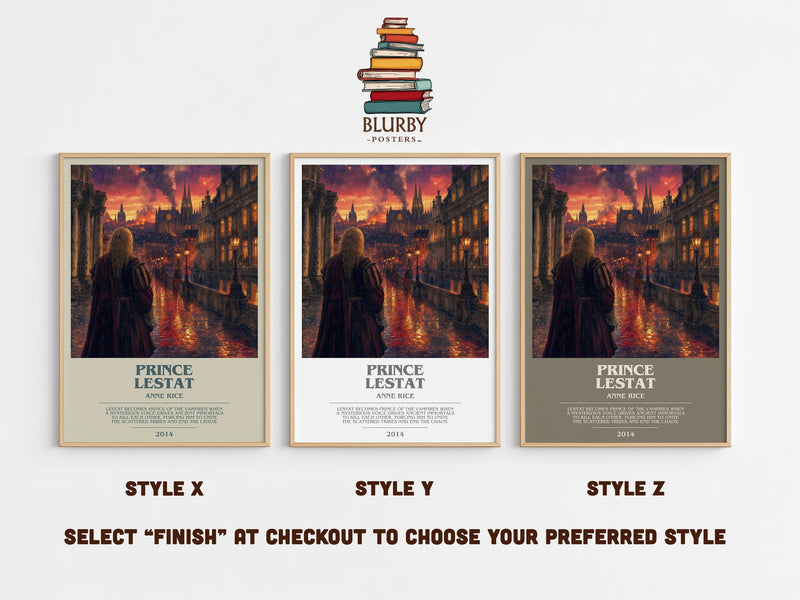 Prince Lestat bookish print in frame leaning in hallway – horror wall art