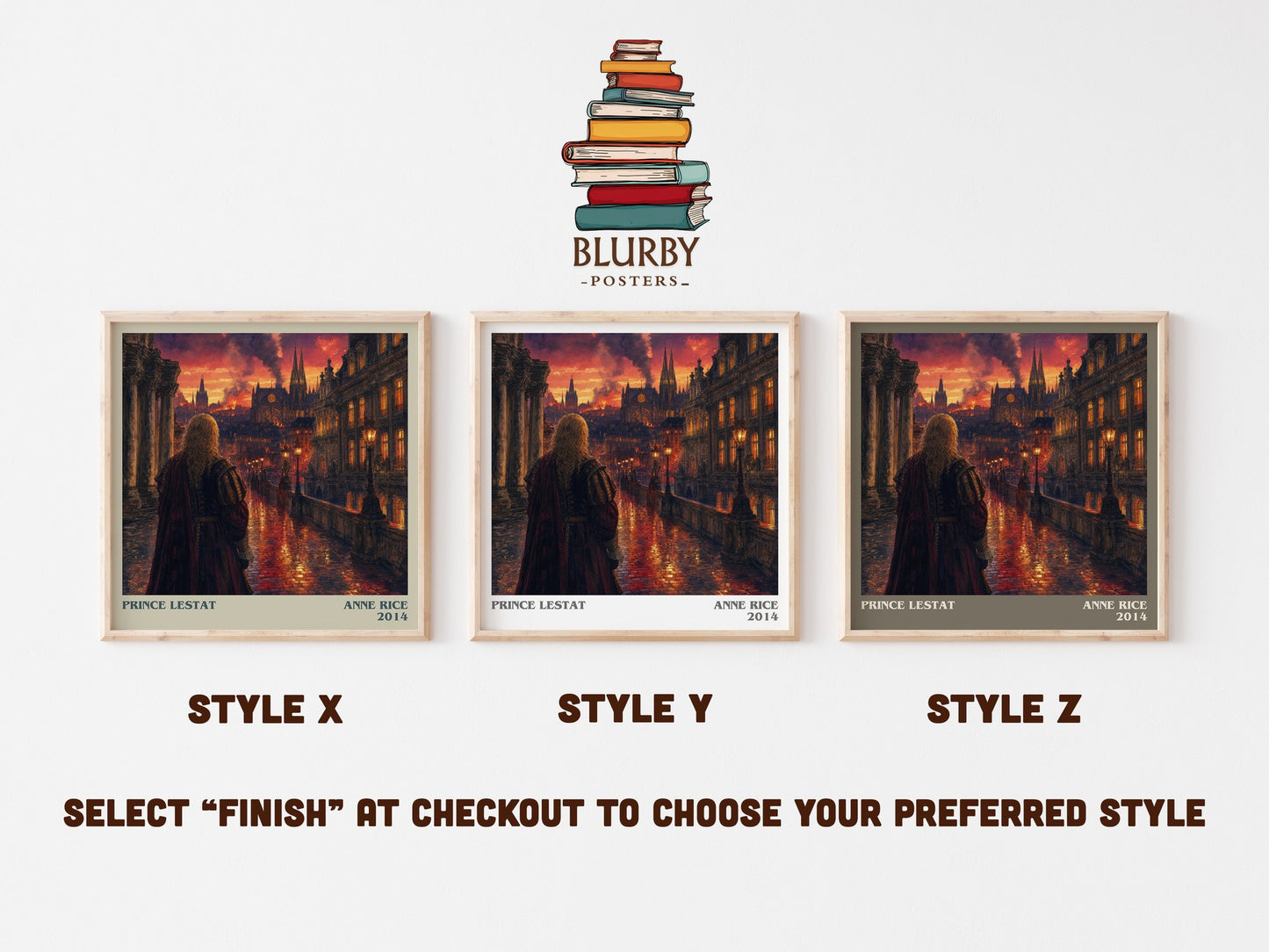 Prince Lestat literary print in frame leaning in hallway – horror wall art
