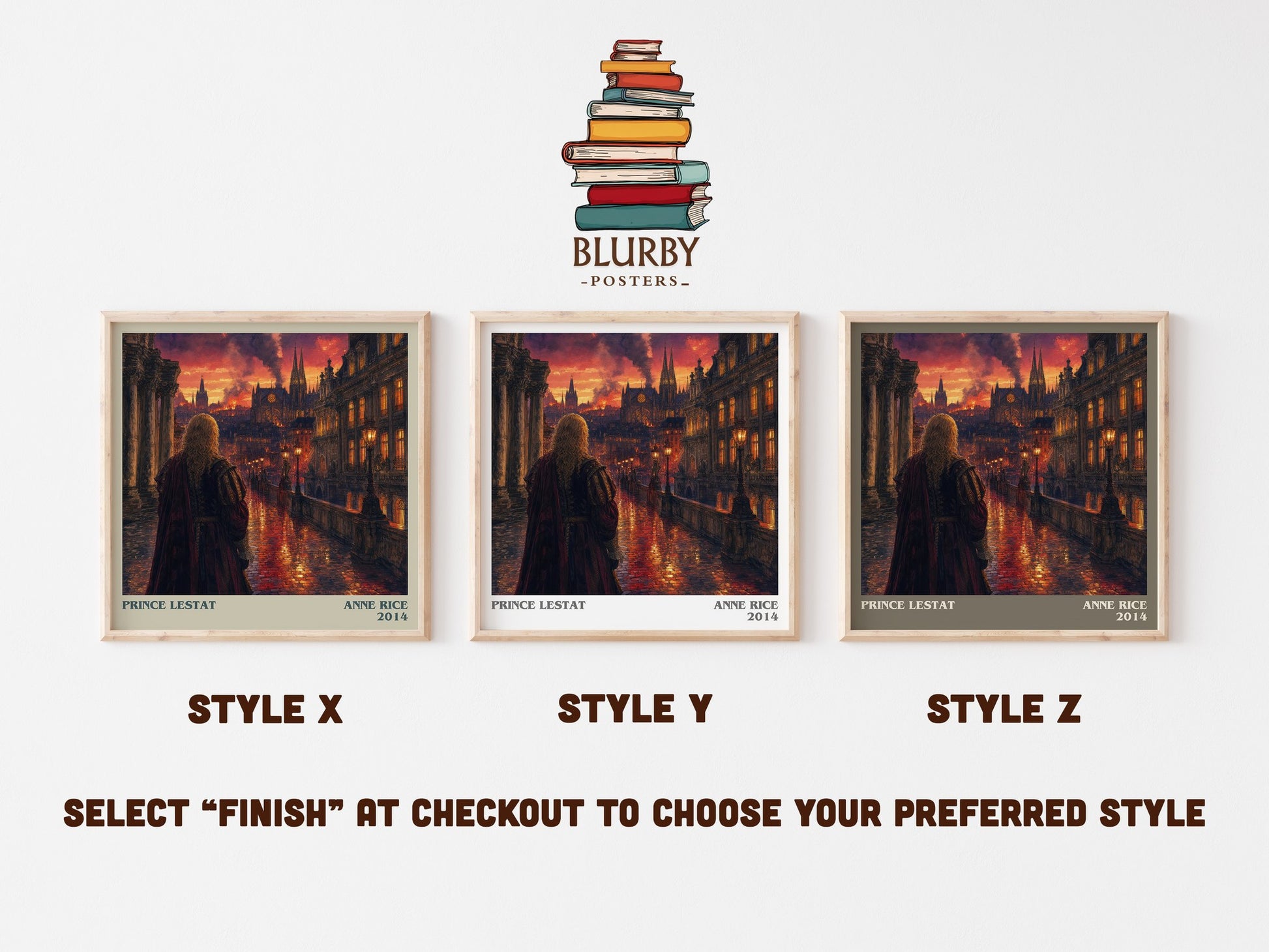 Prince Lestat literary print in frame leaning in hallway – horror wall art