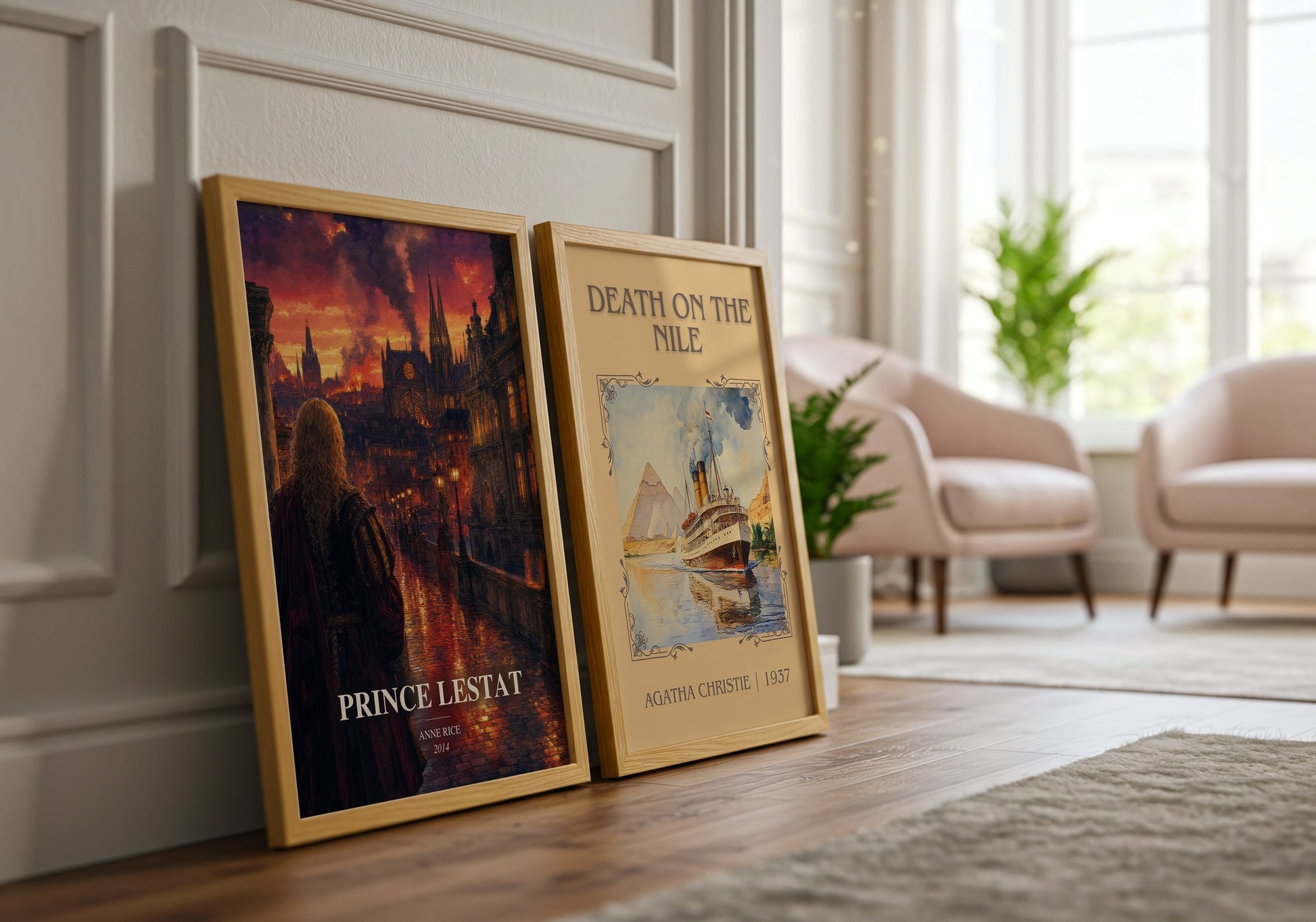 Prince Lestat watercolour print framed by window – literary home decor