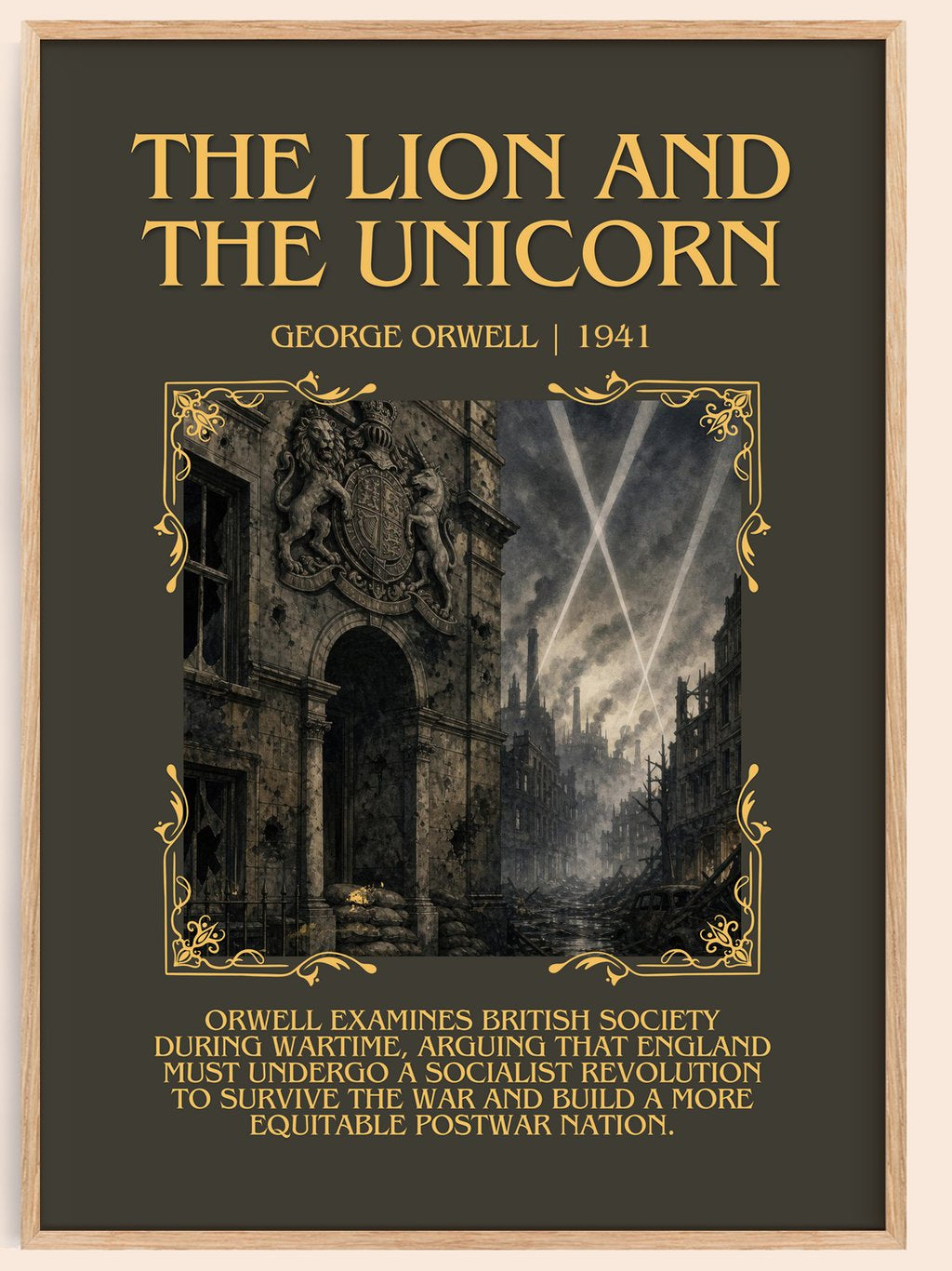 The Lion And The Unicorn Minimalist Book Poster by George Orwell – book poster