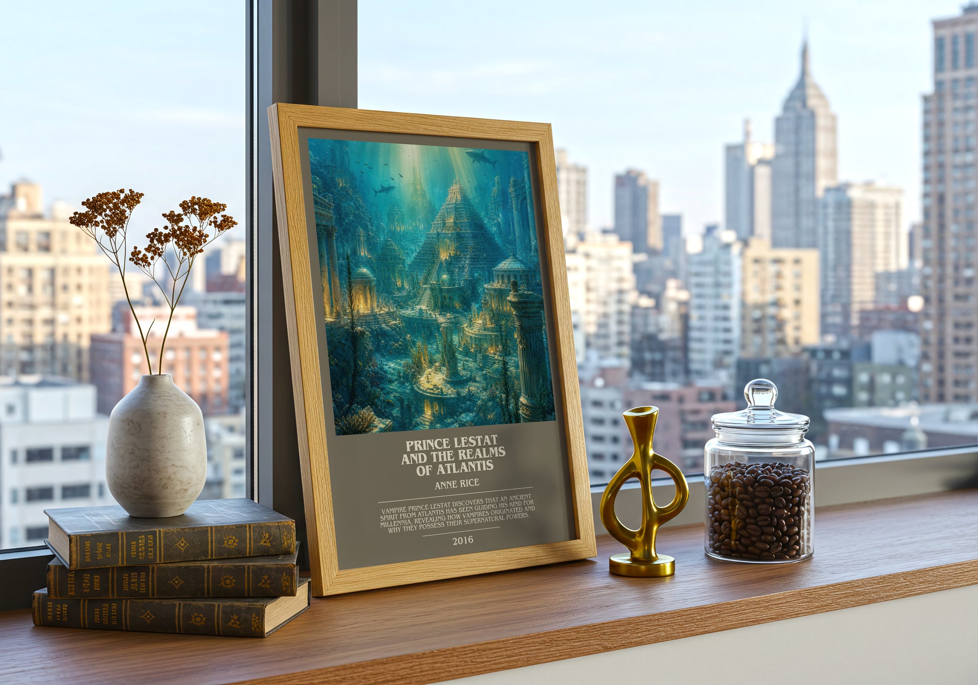 Prince Lestat And The Realms Of Atlantis bookish print framed by window – literary home decor