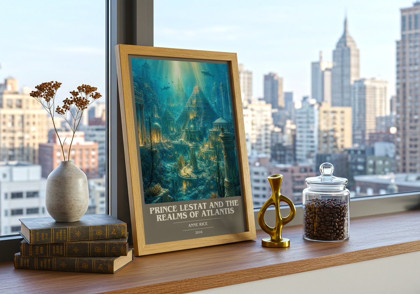 Prince Lestat And The Realms Of Atlantis book cover print framed by window – literary home decor
