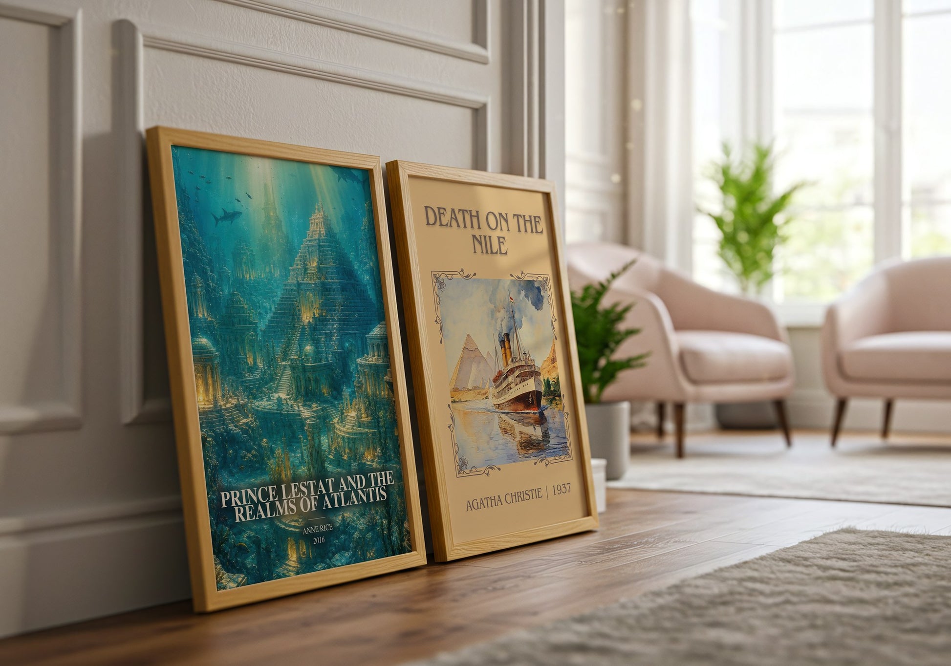 Prince Lestat And The Realms Of Atlantis watercolour print framed by window – literary home decor
