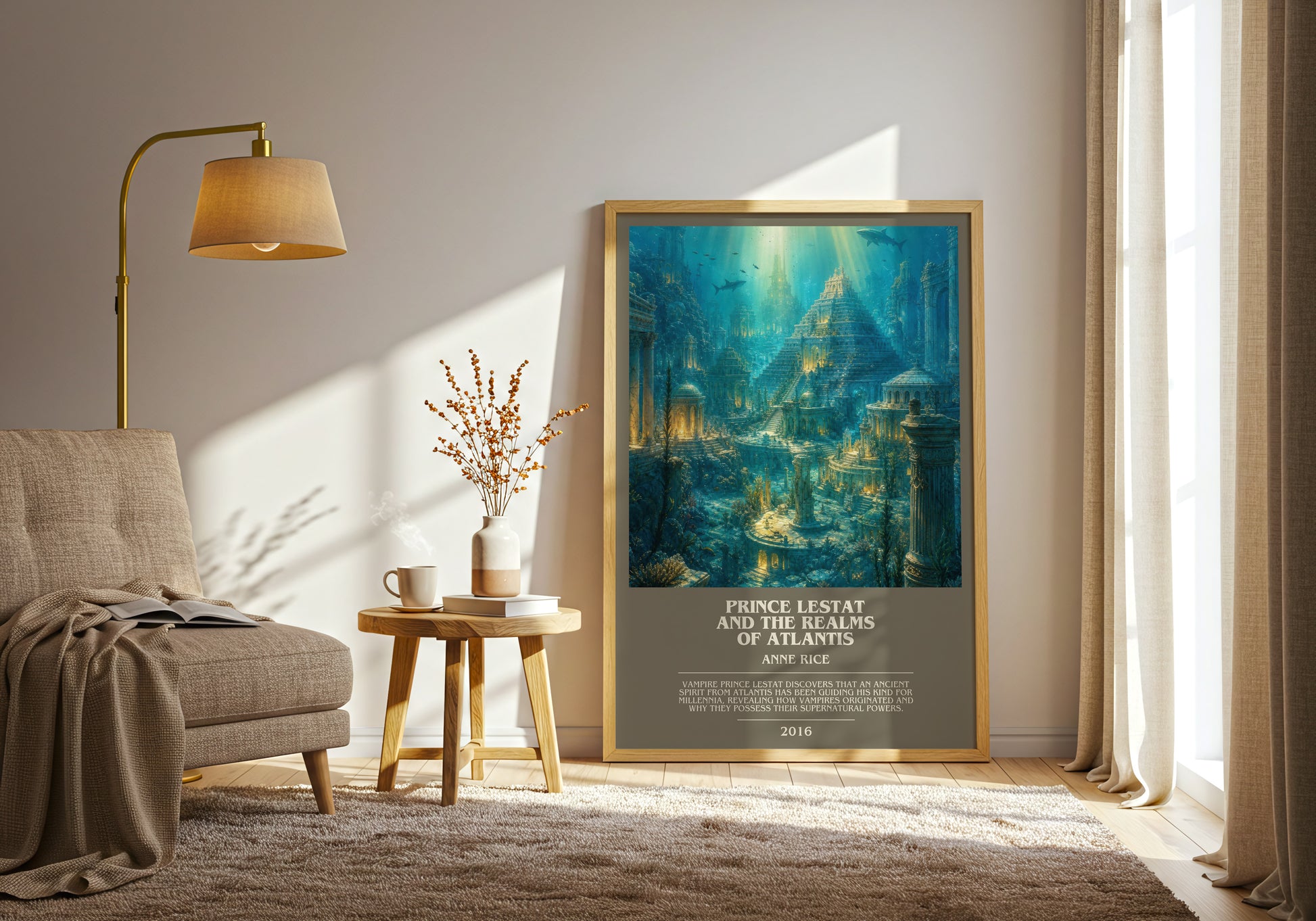 Prince Lestat And The Realms Of Atlantis bookish print on bookshelf – Anne Rice fan gift
