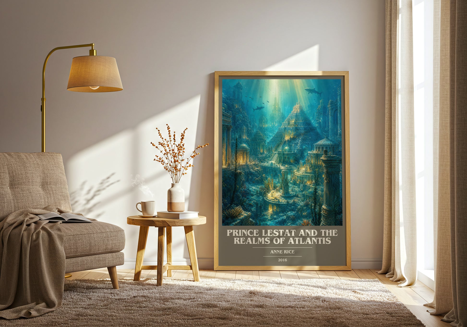 Prince Lestat And The Realms Of Atlantis book cover print on bookshelf – Anne Rice fan gift