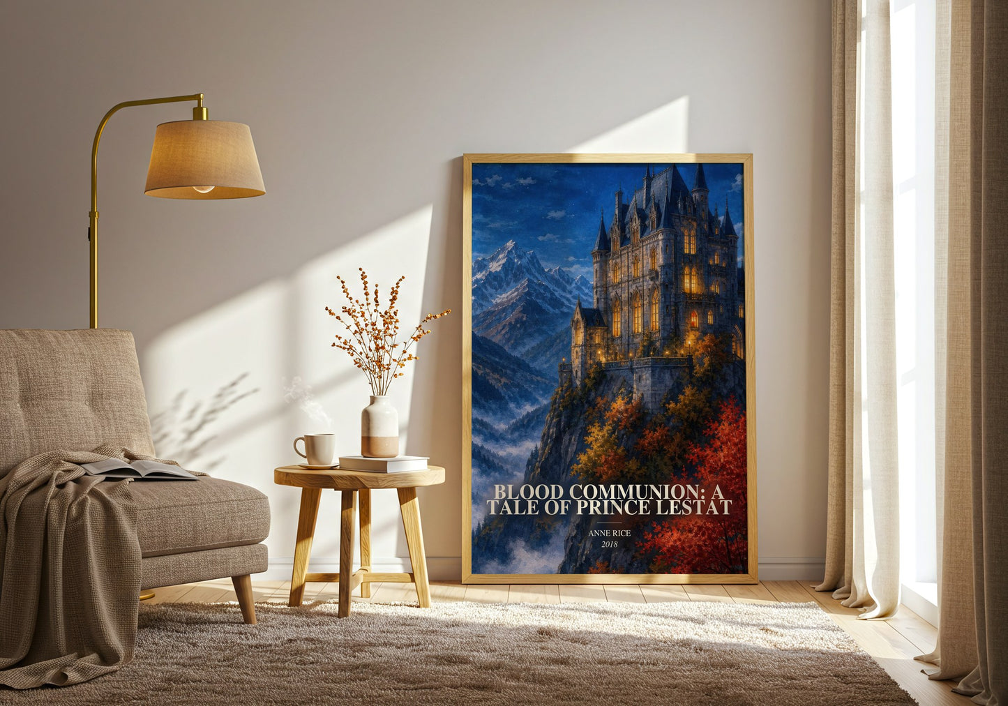 Blood Communion: A Tale Of Prince Lestat watercolour print in frame leaning in hallway – gothic wall art