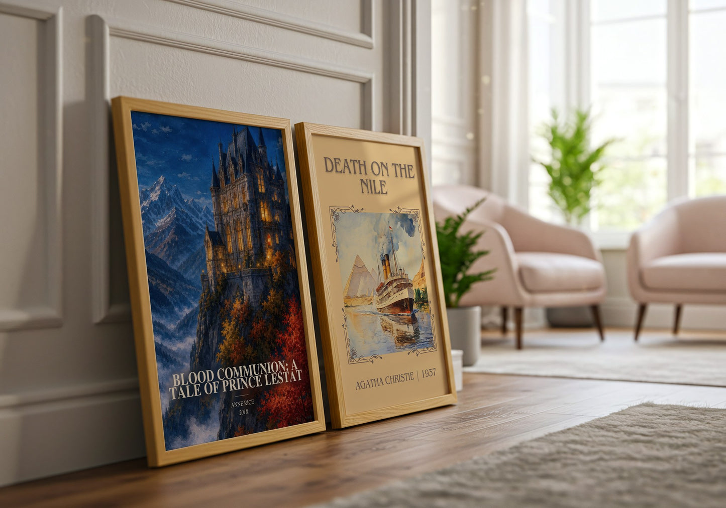 Blood Communion: A Tale Of Prince Lestat watercolour print framed by window – literary home decor