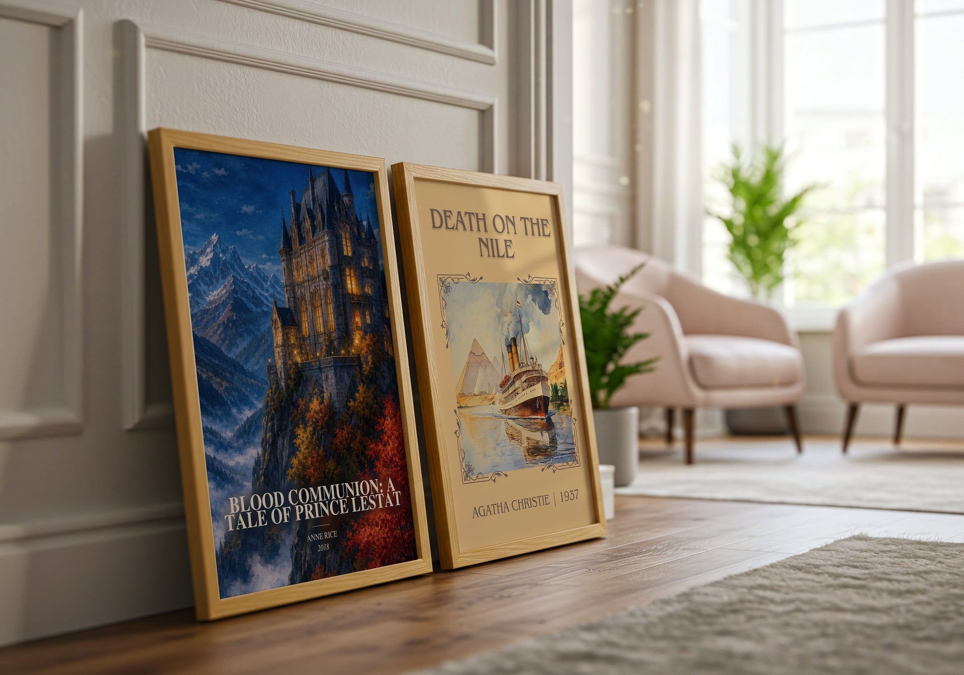 Blood Communion: A Tale Of Prince Lestat watercolour print framed by window – literary home decor