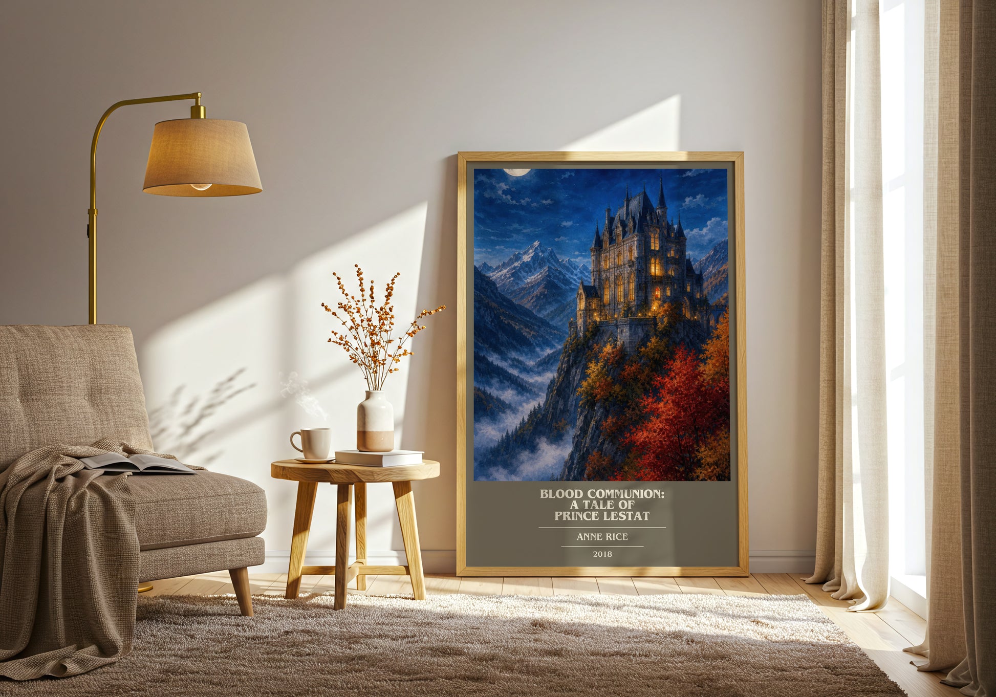 Blood Communion: A Tale Of Prince Lestat book cover print on bookshelf – Anne Rice fan gift
