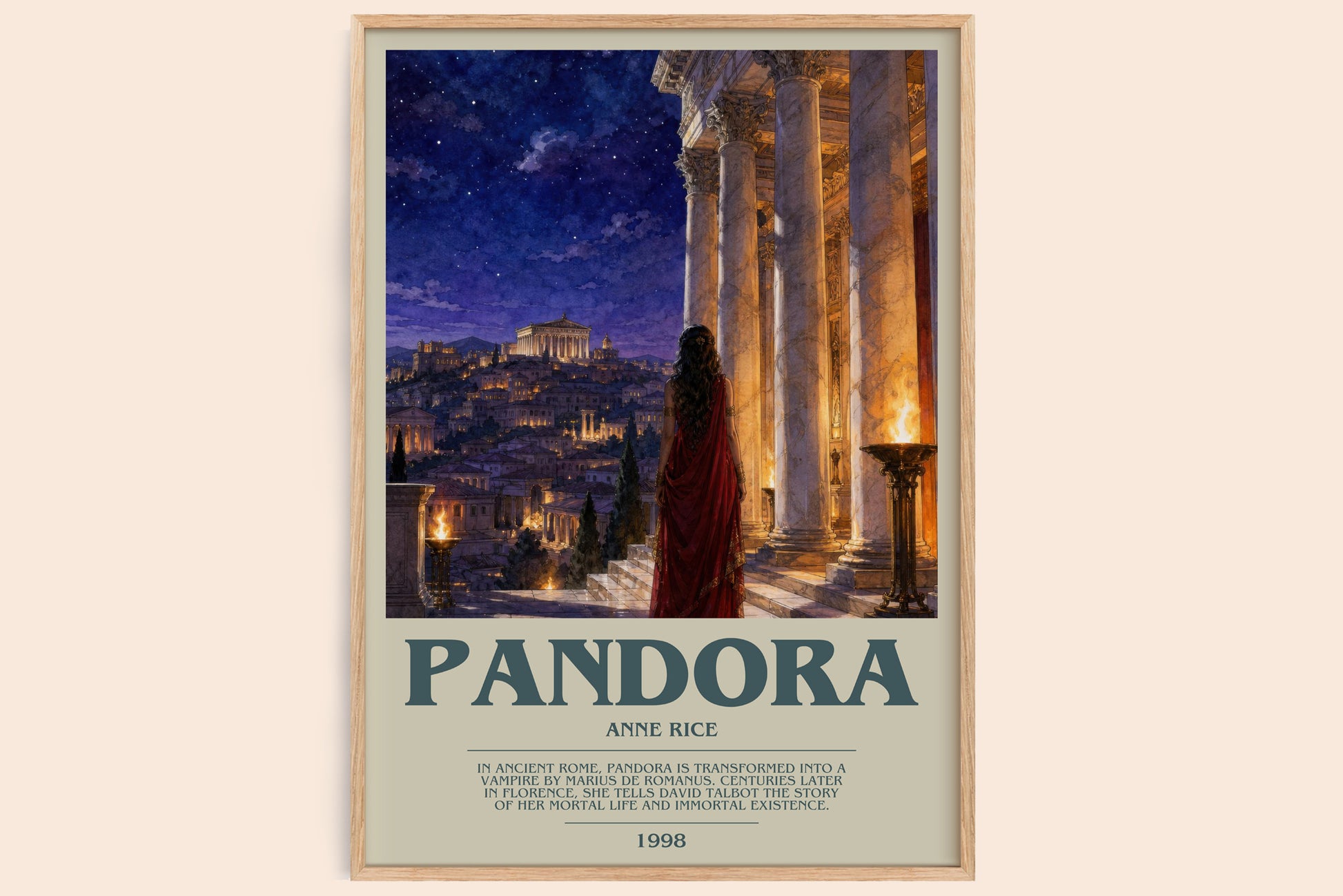 Pandora bookish book poster by Anne Rice – framed literary art print