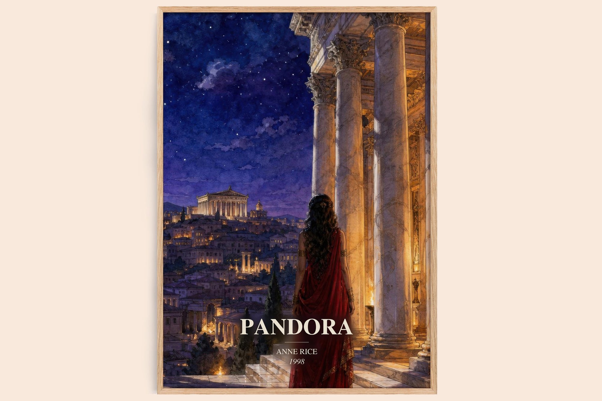 Pandora watercolour book poster by Anne Rice – framed literary art print