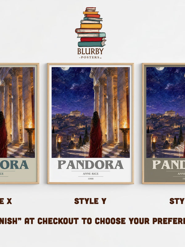 Pandora book cover print in frame leaning in hallway – horror wall art