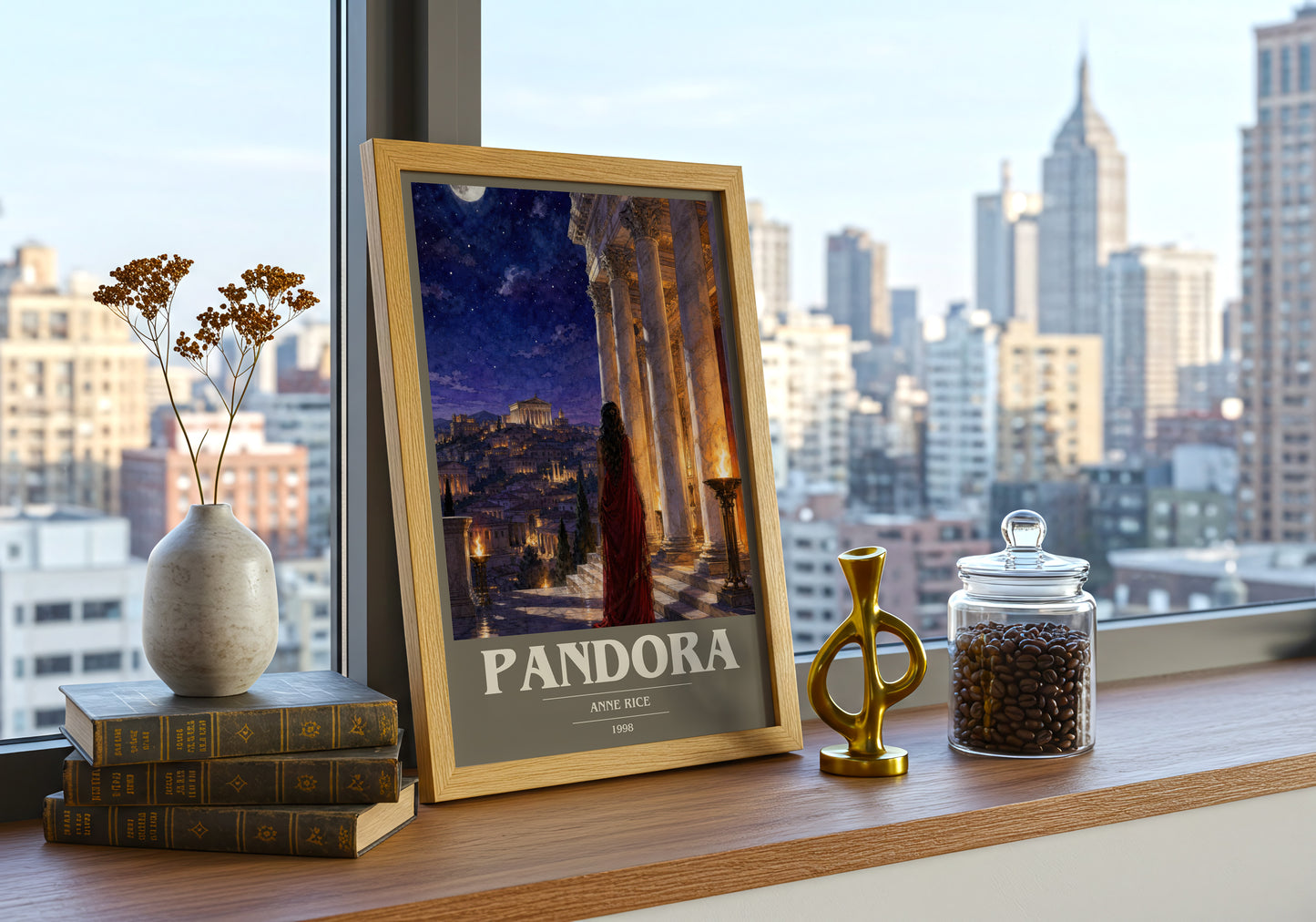 Pandora book cover print framed by window – literary home decor