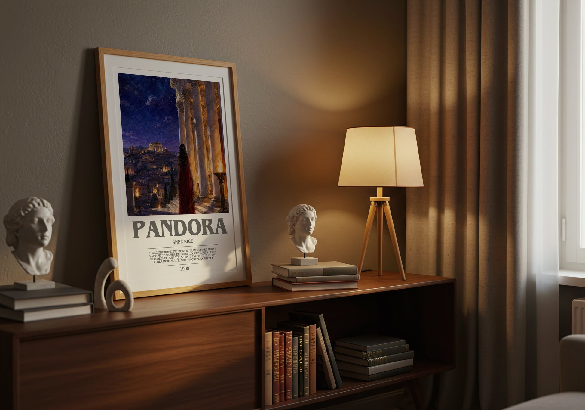 Pandora bookish book poster framed on wall – horror wall art