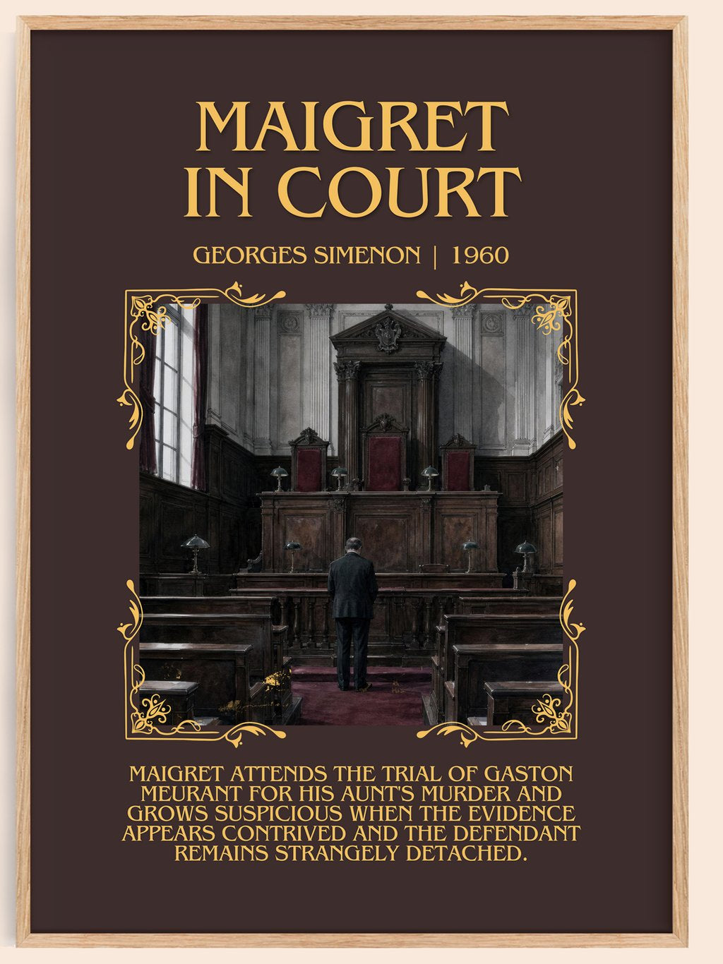 Maigret In Court Minimalist Book Poster by Georges Simenon – book poster