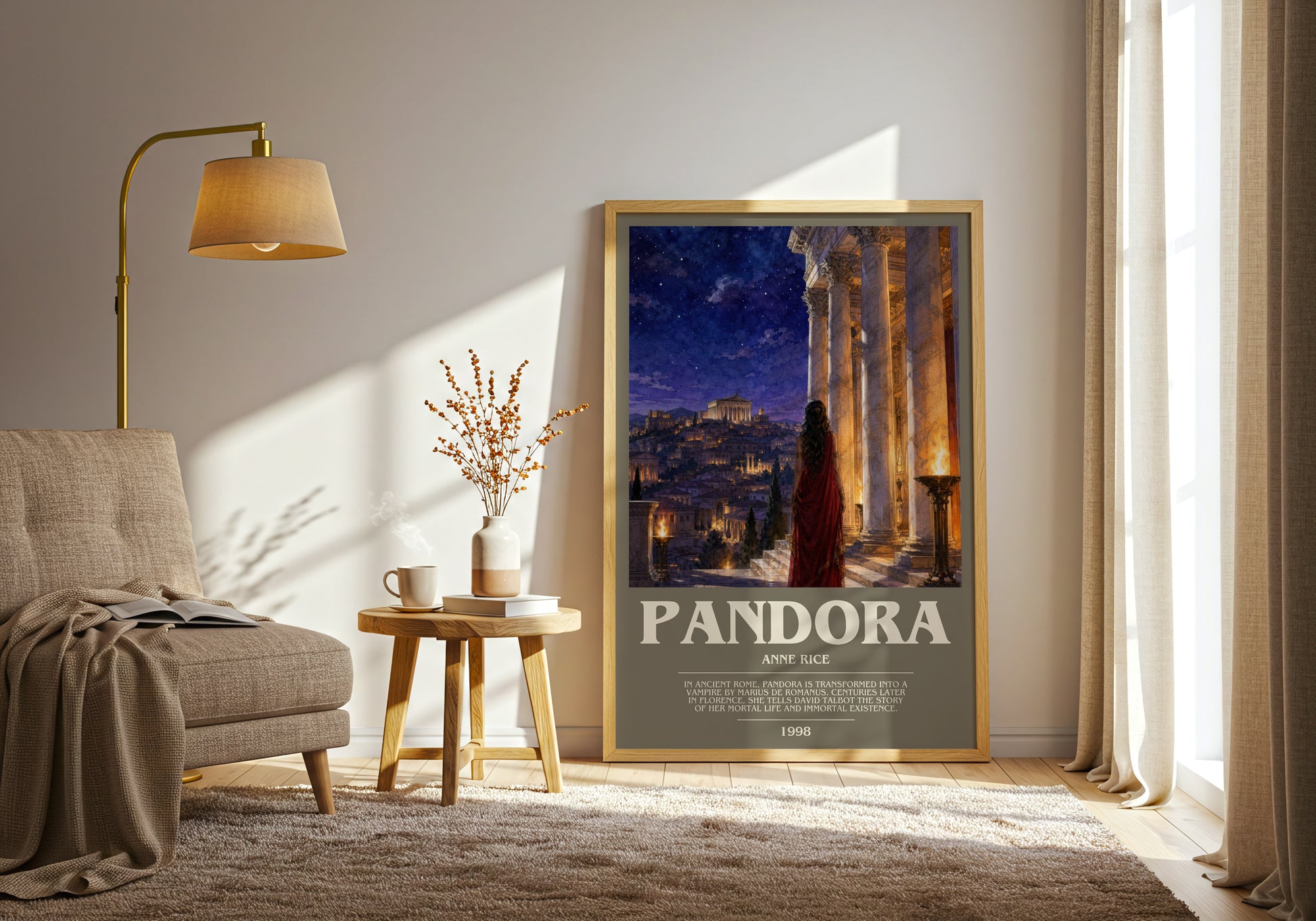 Pandora bookish print on bookshelf – Anne Rice fan gift