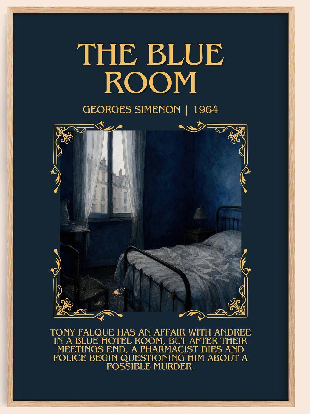 The Blue Room Minimalist Book Poster by Georges Simenon – book poster