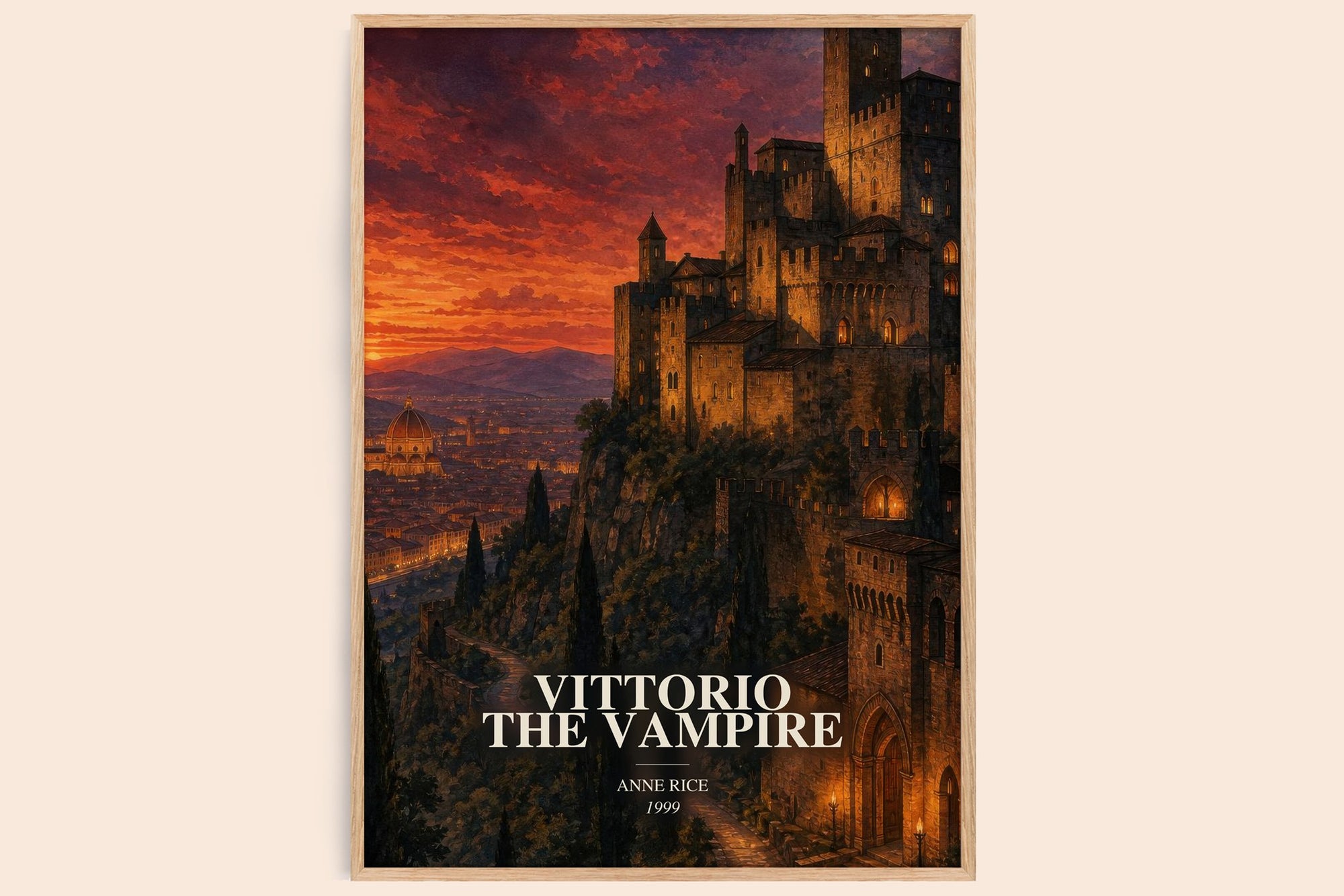 Vittorio The Vampire watercolour book poster by Anne Rice – framed literary art print