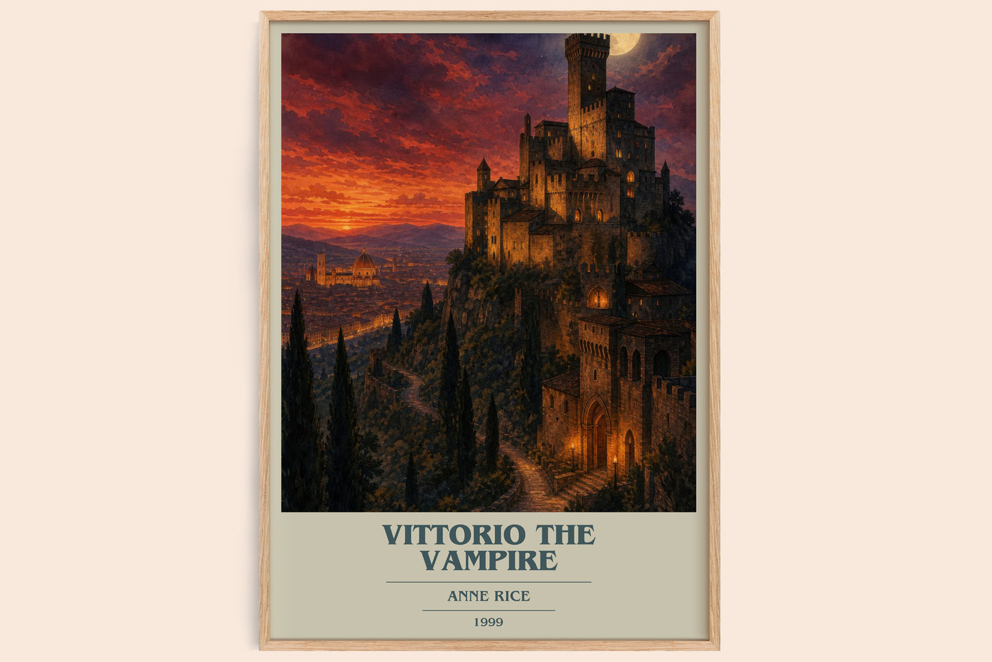 Vittorio The Vampire book cover book poster by Anne Rice – framed literary art print