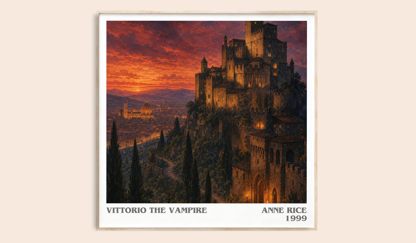 Vittorio The Vampire literary book poster by Anne Rice – framed literary art print